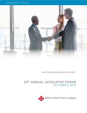 23Rd Annual Legislative Forum October 4, 2018 Legislative Forum 2018
