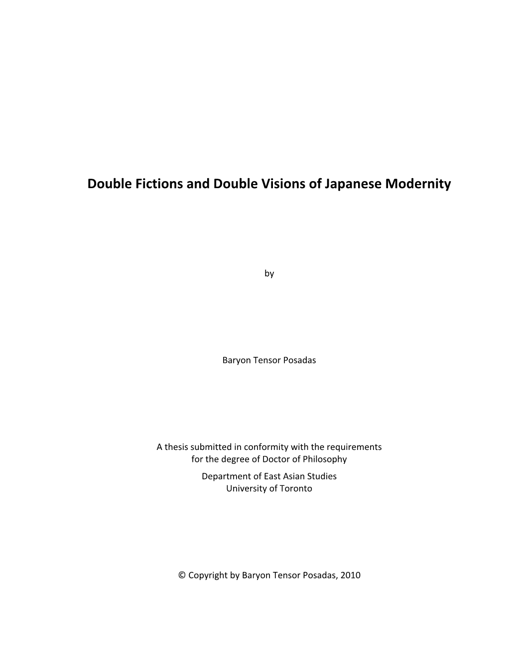 Double Fictions and Double Visions of Japanese Modernity