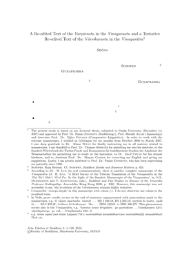 A Re-Edited Text of the Varsāvastu in the Vinayavastu and a Tentative