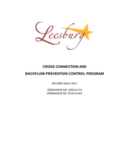 Cross Connection and Backflow Prevention Control Program