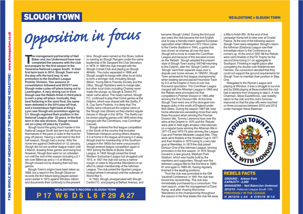 SLOUGH TOWN WEALDSTONE V SLOUGH TOWN