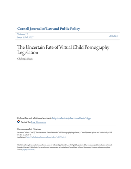 The Uncertain Fate of Virtual Child Pornography Legislation