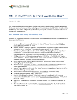 VALUE INVESTING: Is It Still Worth the Risk?