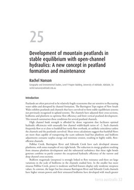 Development of Mountain Peatlands in Stable Equilibrium with Open-Channel Hydraulics 443