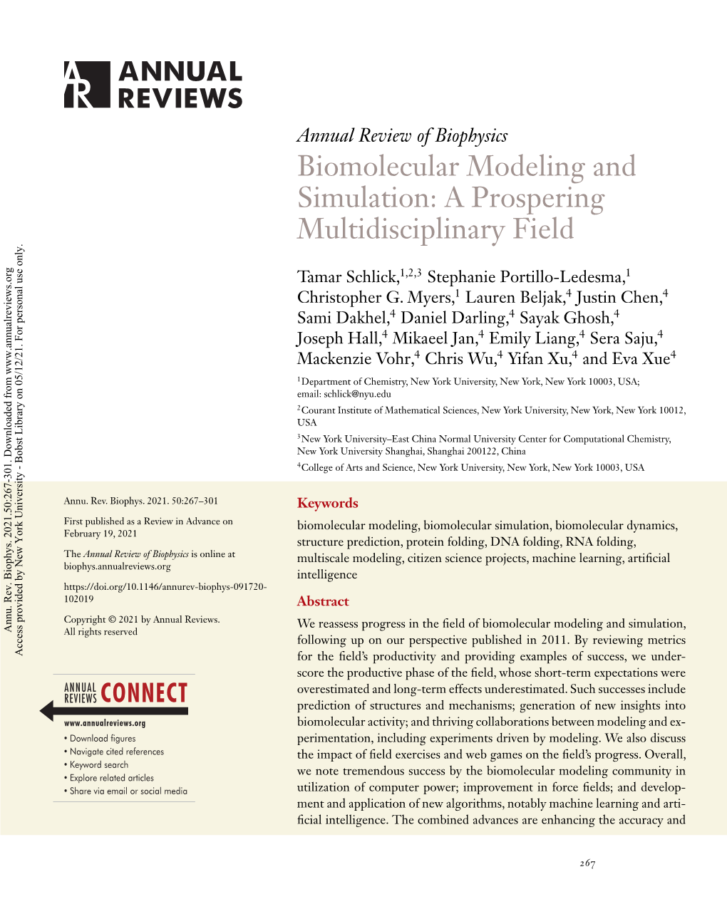 Biomolecular Modeling and Simulation: a Prospering Multidisciplinary Field