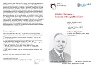 Friedrich Waismann (1896–1959) Was One of the Most Gifted Students and Collaborators of Institut Moritz Schlick