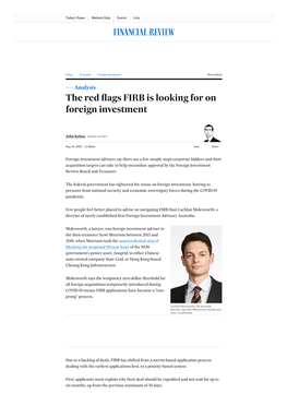The Red Flags FIRB Is Looking for on Foreign Investment