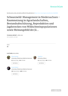 Schwarzwild-Management in Niedersachsen