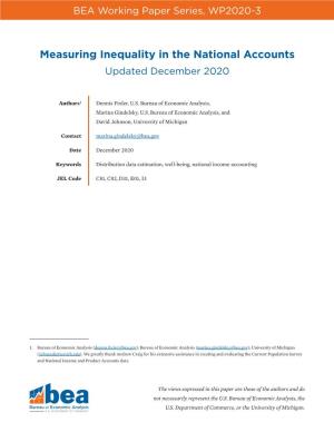 Measuring Inequality in the National Accounts Updated December 2020