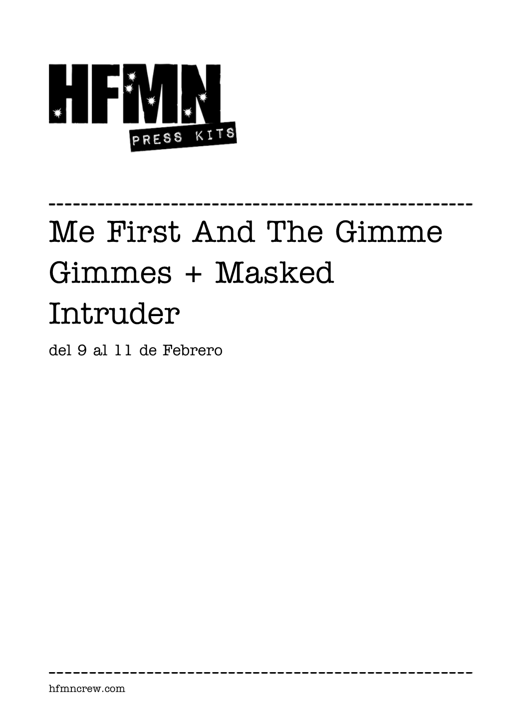 Me First and the Gimme Gimmes + Masked Intruder Del 9 Al 11 De Febrero