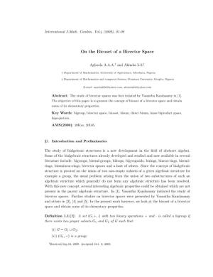 On the Bicoset of a Bivector Space