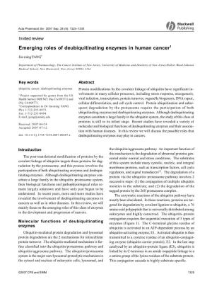 Emerging Roles of Deubiquitinating Enzymes in Human Cancer1