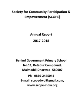 Society for Community Participation & Empowerment (SCOPE)