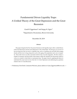 Fundamental Driven Liquidity Traps: a Unified Theory of the Great