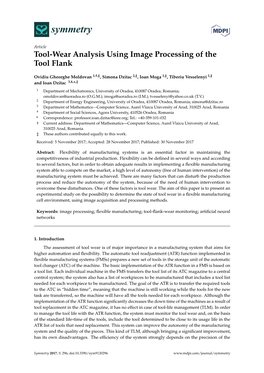 Tool-Wear Analysis Using Image Processing of the Tool Flank