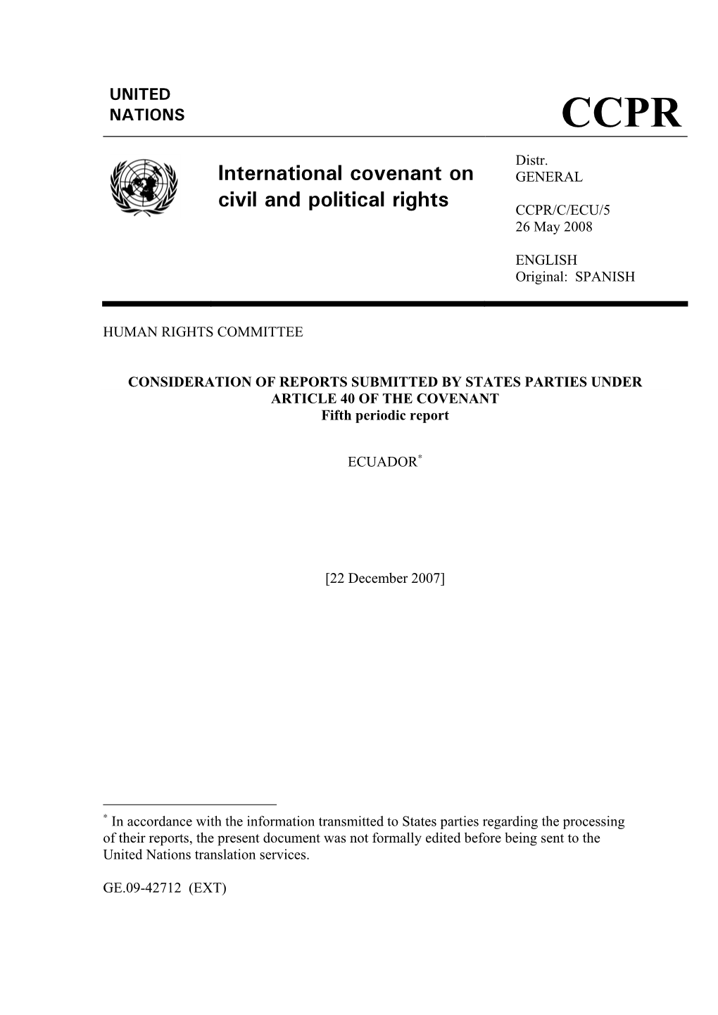 International Covenant on Civil and Political Rights1