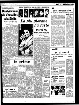 PAG. 15 / Spefff Aeesi La Commedia Di Mo I Lire I GIGLIOU CINQUETTI (16 ANNI) HA VIMTO IL XIV FESTIVAL Nell'adattamento Di Brecht