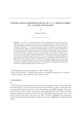 SUPERCUSPIDAL REPRESENTATIONS of Glnpfq DISTINGUISHED by a GALOIS INVOLUTION