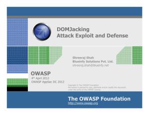 Domjacking Attack Exploit and Defense the OWASP Foundation