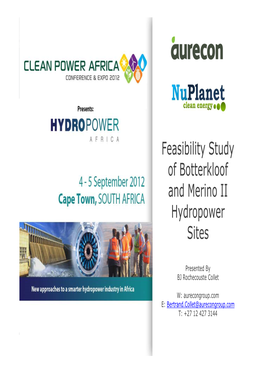 Feasibility Study of Botterkloof and Merino II Hydropower Sites