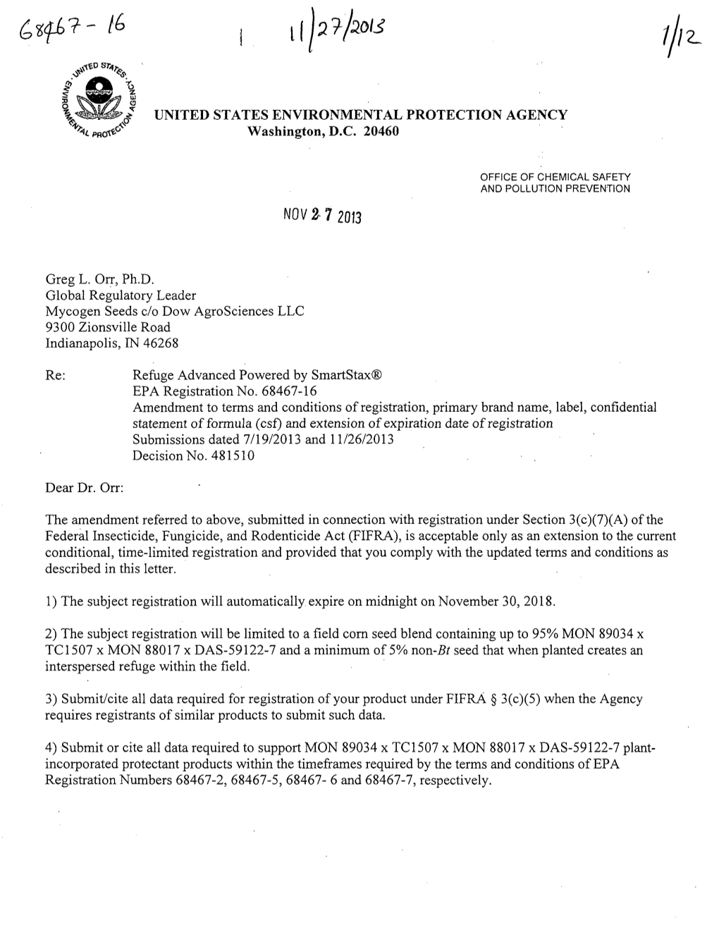 US EPA, Pesticide Product Label, REFUGE ADVANCED POWERED