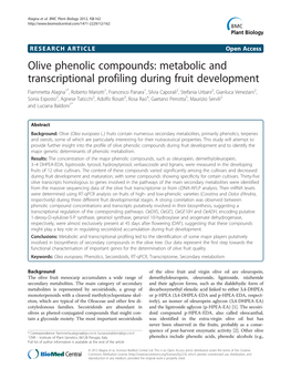 Olive Phenolic Compounds: Metabolic and Transcriptional Profiling During