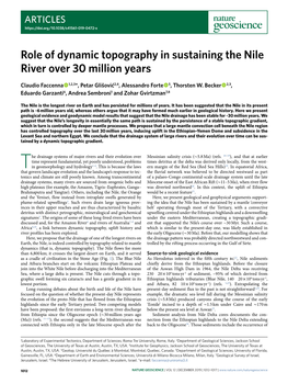 Role of Dynamic Topography in Sustaining the Nile River Over 30 Million Years