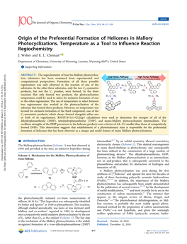Origin of the Preferential Formation of Helicenes in Mallory Photocyclizations. Temperature As a Tool to Influence Reaction Regi