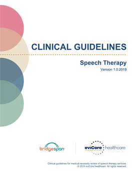 Speech Therapy Guidelines Toc526334655 Utilization Management Policy