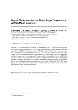 Digital Electronics for the Pierre Auger Observatory AMIGA Muon Counters