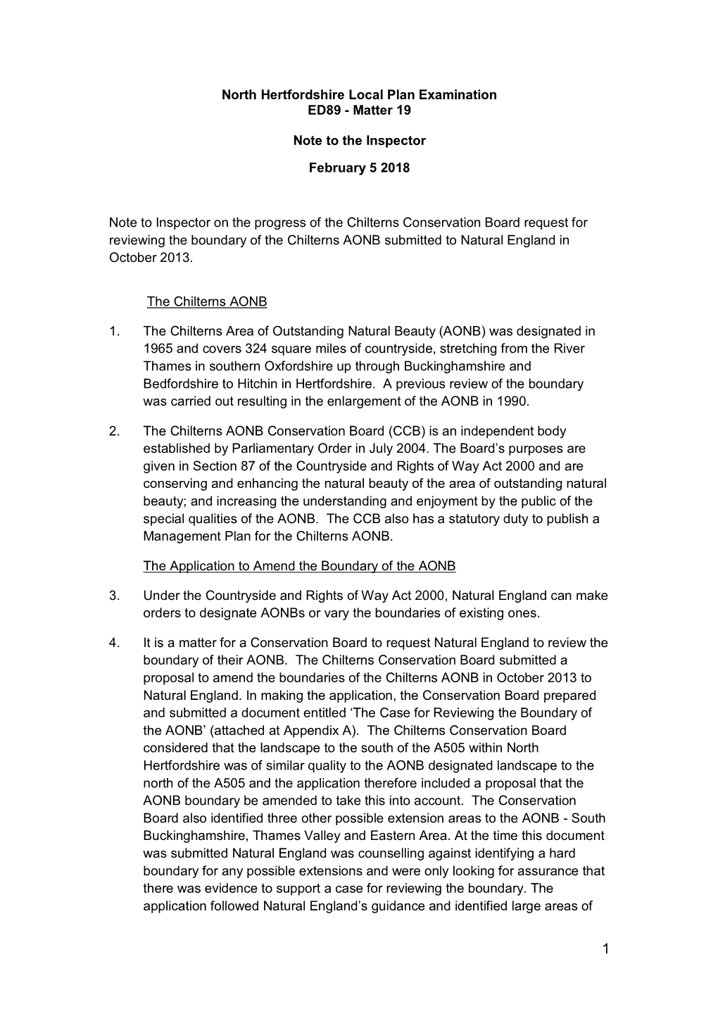 Chilterns Conservation Board Request for Reviewing the Boundary of the Chilterns AONB Submitted to Natural England in October 2013