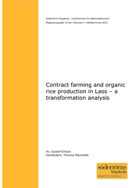 Contract Farming and Organic Rice Production in Laos – a Transformation Analysis
