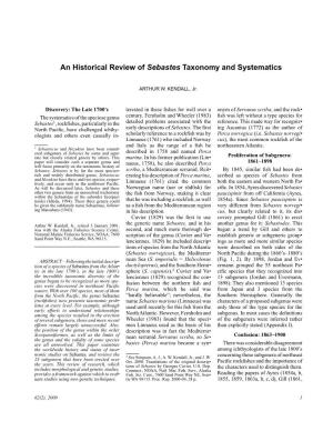 An Historical Review of Sebastes Taxonomy and Systematics