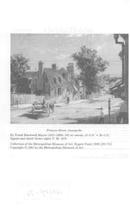 Francis Street, Annapolis by Frank Blackwell Mayer (1827-1899). Oil on Canvas, 15-3/4" X 20-1/2"