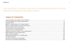 Safe Abortion: Technical and Policy Guidance for Health Systems Evidence Summaries and GRADE Tables