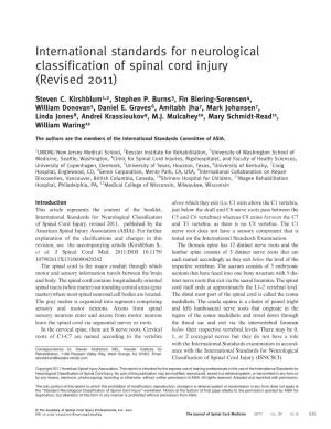 International Standards for Neurological Classification of Spinal Cord Injury (Revised 2011)