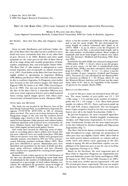 Diet of the Barn Owl &Lpar;&lt;I&gt;Tyto Alba Tuidara&lt;/I&gt;&Rpar; In