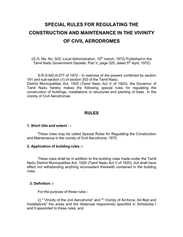 Special Rules for Regulating the Construction and Maintenance in the Vivinity of Civil Aerodromes