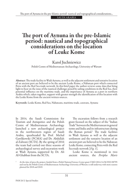 The Port of Aynuna in the Pre-Islamic Period: Nautical and Topographical Considerations