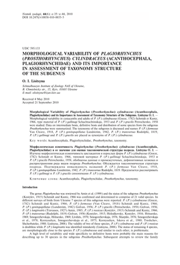 Morphological Variability of Plagiorhynchus