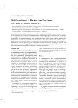 Civil Commitment — the American Experience