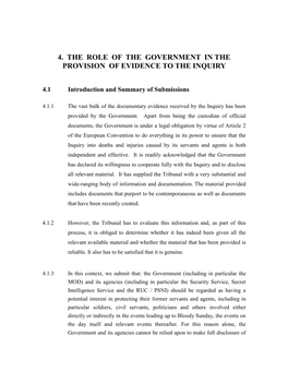 4. the Role of the Government in the Provision of Evidence to the Inquiry