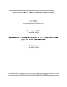 Agenda Item 3A. Competition Issues in the Sale of Audio-Visual Rights for Major Sporting Events