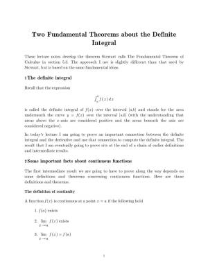 Two Fundamental Theorems About the Definite Integral