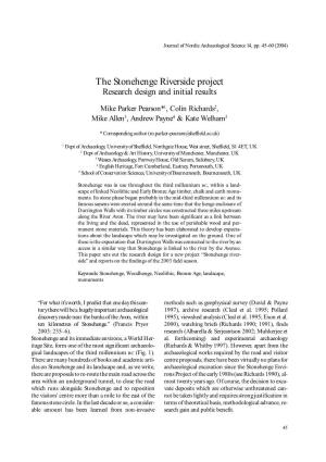 The Stonehenge Riverside Project Research Design and Initial Results