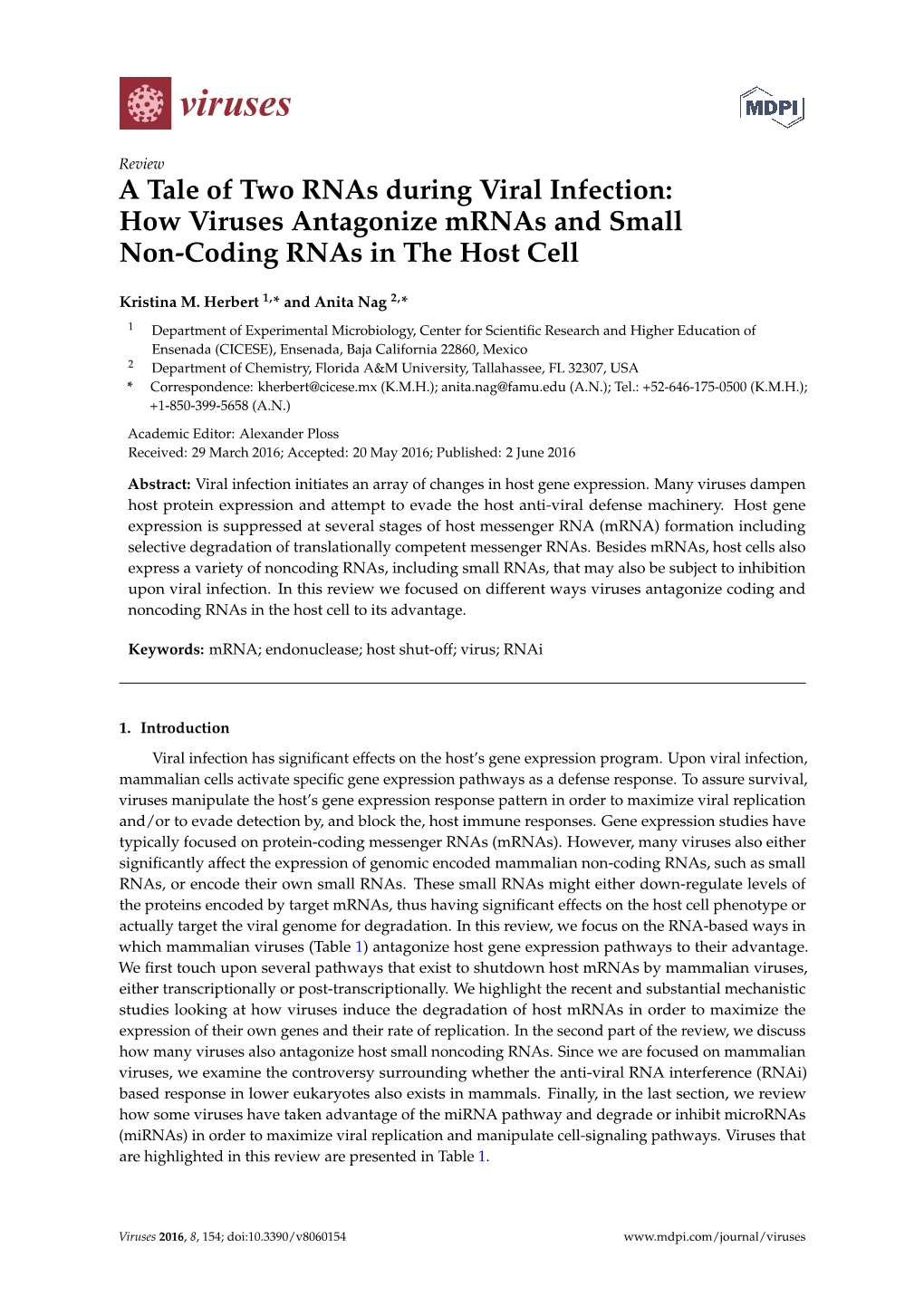 A Tale of Two Rnas During Viral Infection: How Viruses Antagonize Mrnas and Small Non-Coding Rnas in the Host Cell