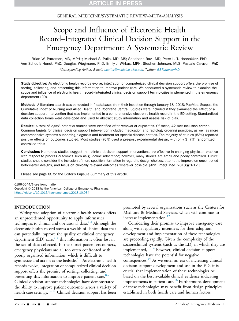 Scope and Influence of Electronic Health