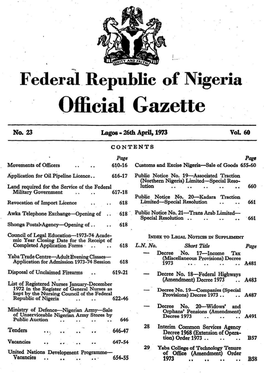 Federal Republic of Nigeria. Official Gazette