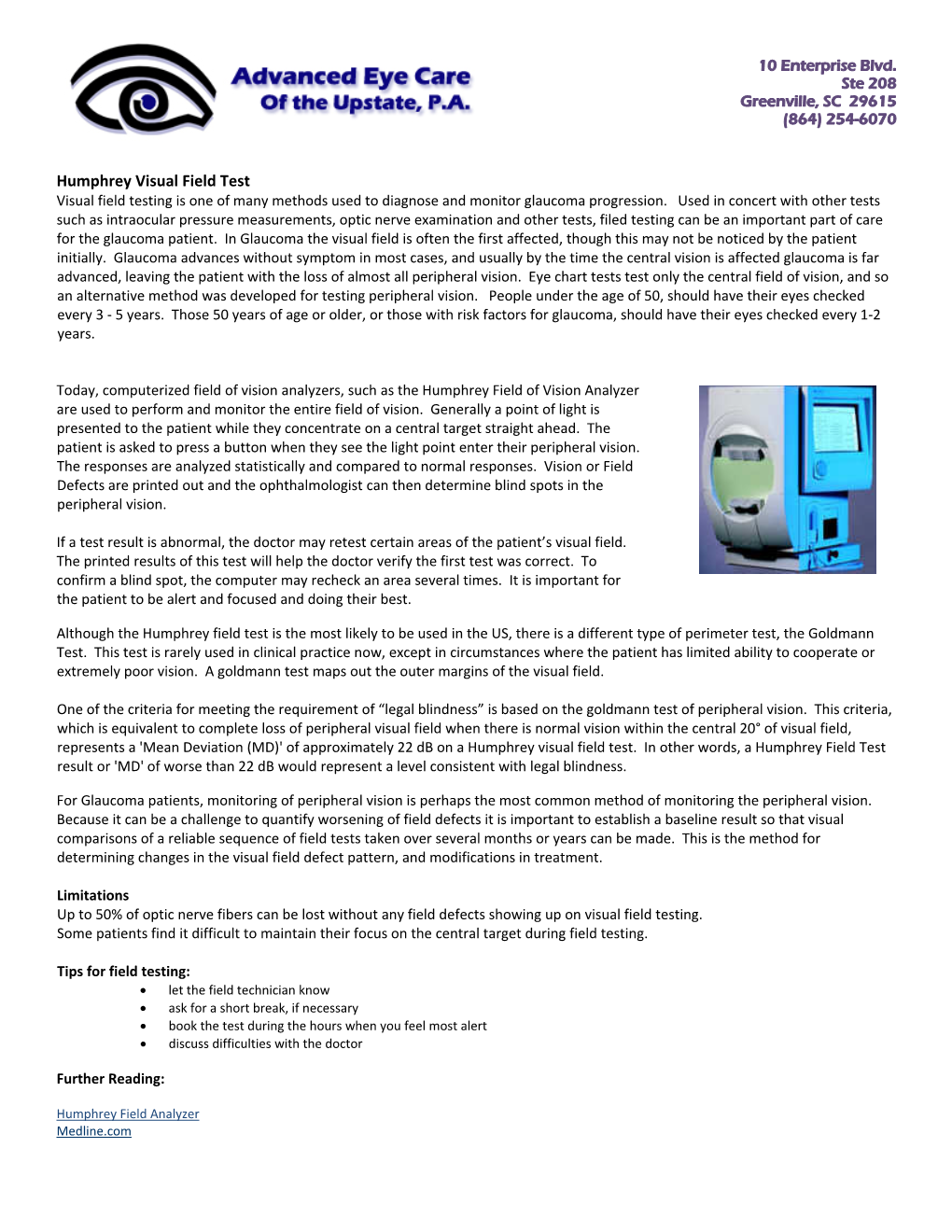 Humphrey Visual Field Test Visual Field Testing Is One of Many Methods ...