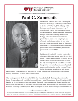 Paul C. Zamecnik Paul Charles Zamecnik, the Collis P